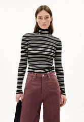 ALAANIA CHIFFRON STR STRICKPULLOVER | black-oatmilk