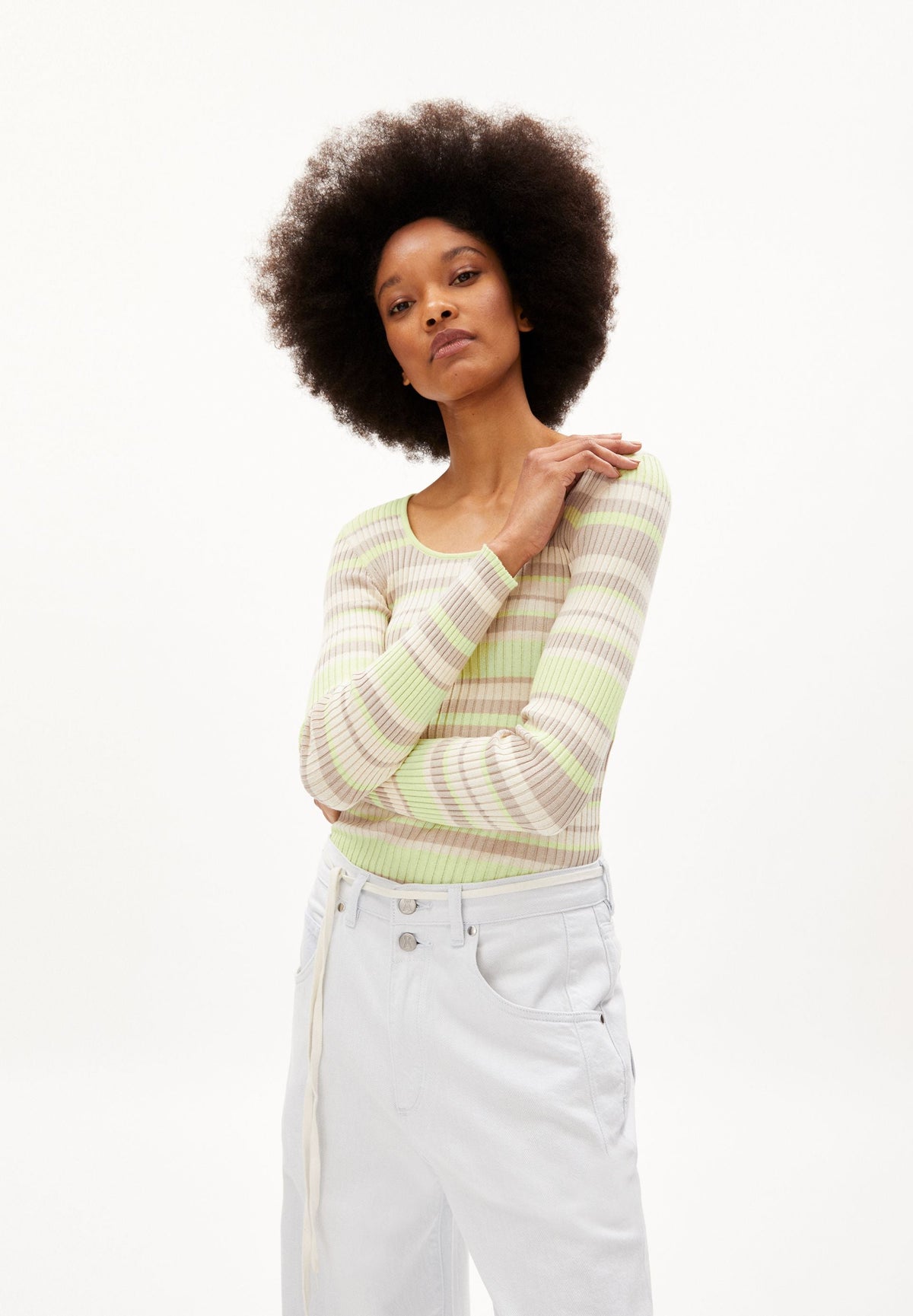 ALAANIA CREW MULTICOLOR | light lime-light desert