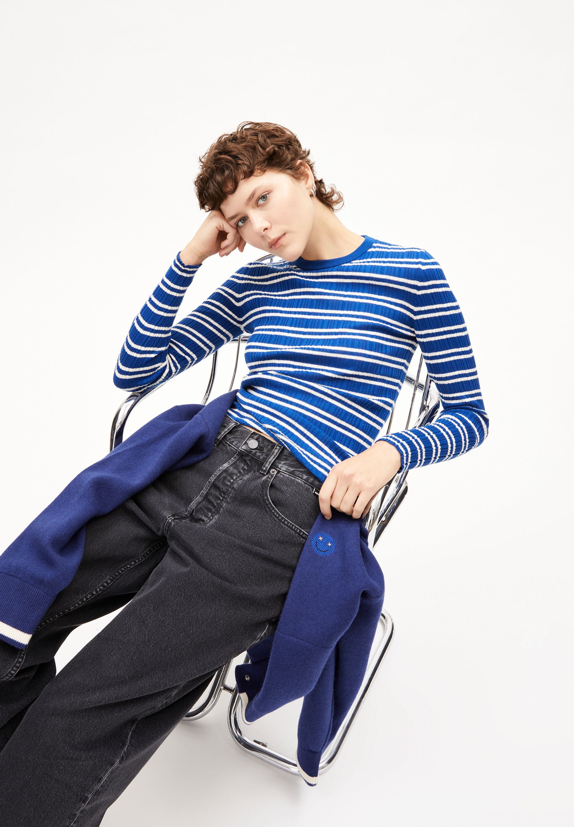 ALAANIA CHIFFRON STR | lapis blue-oatmilk