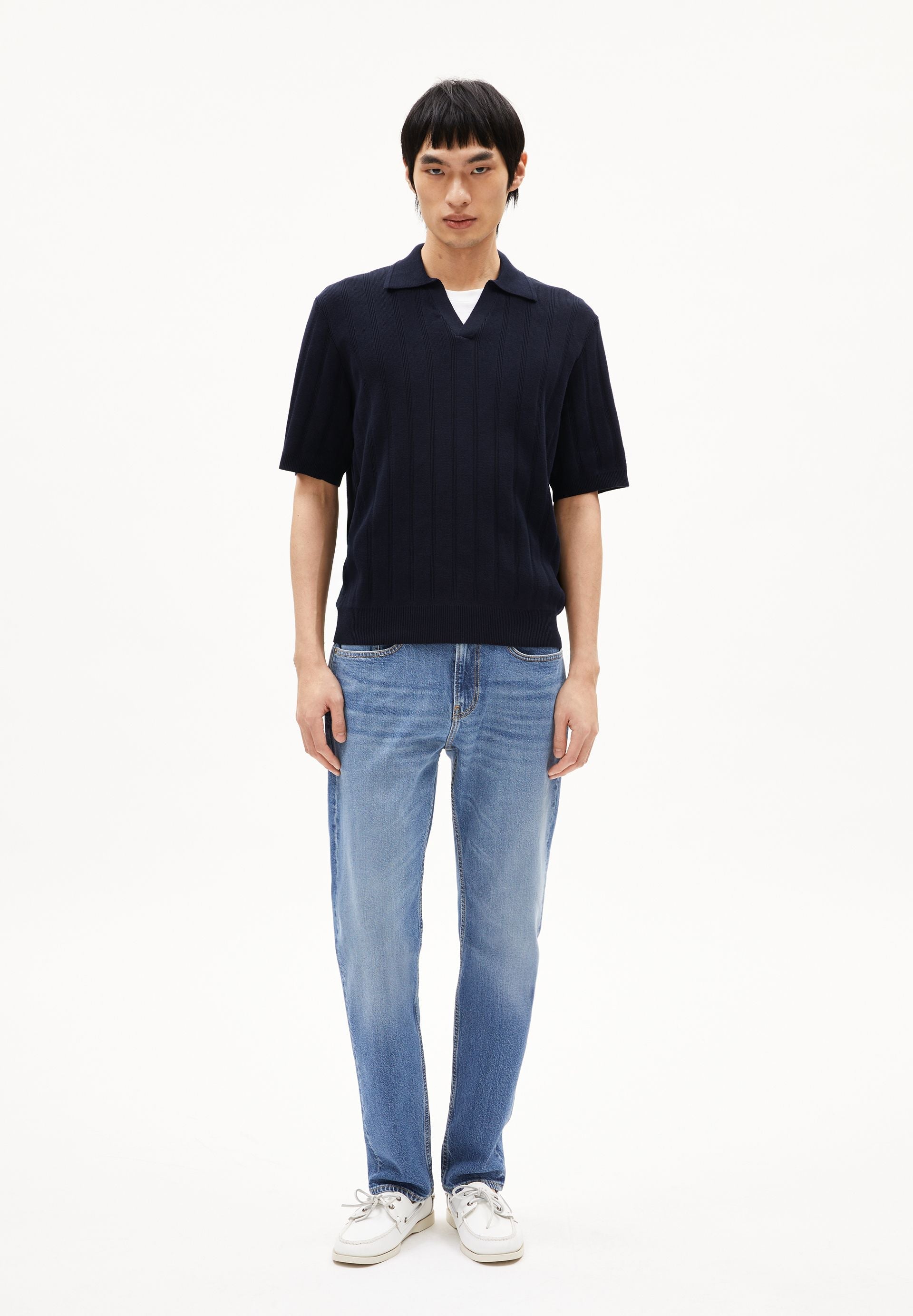 AARVEN STRICKPOLOSHIRT | night sky