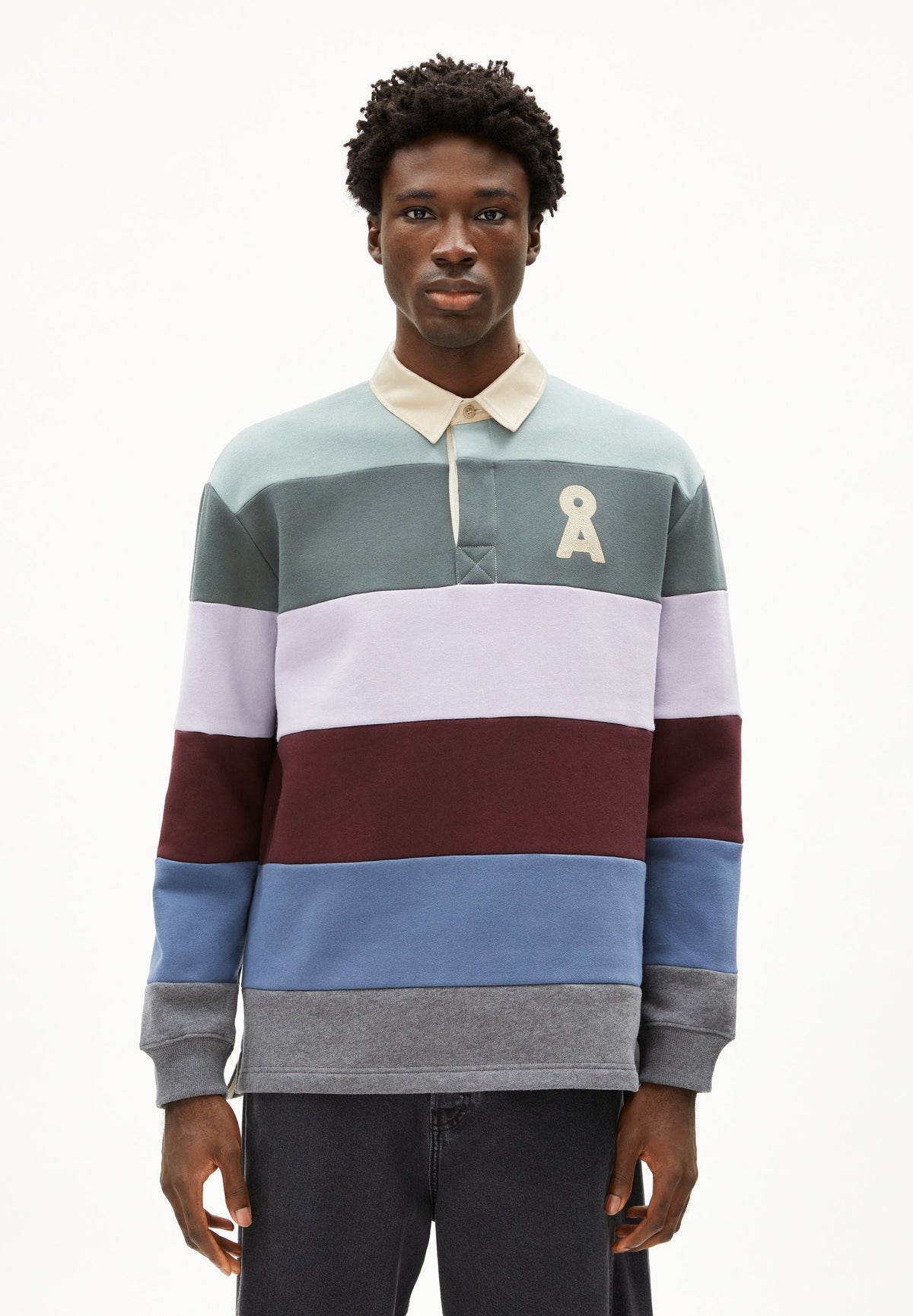 AADRU LS RUGBY FLEECE SWEATSHIRT | mystic swamp-steel melange
