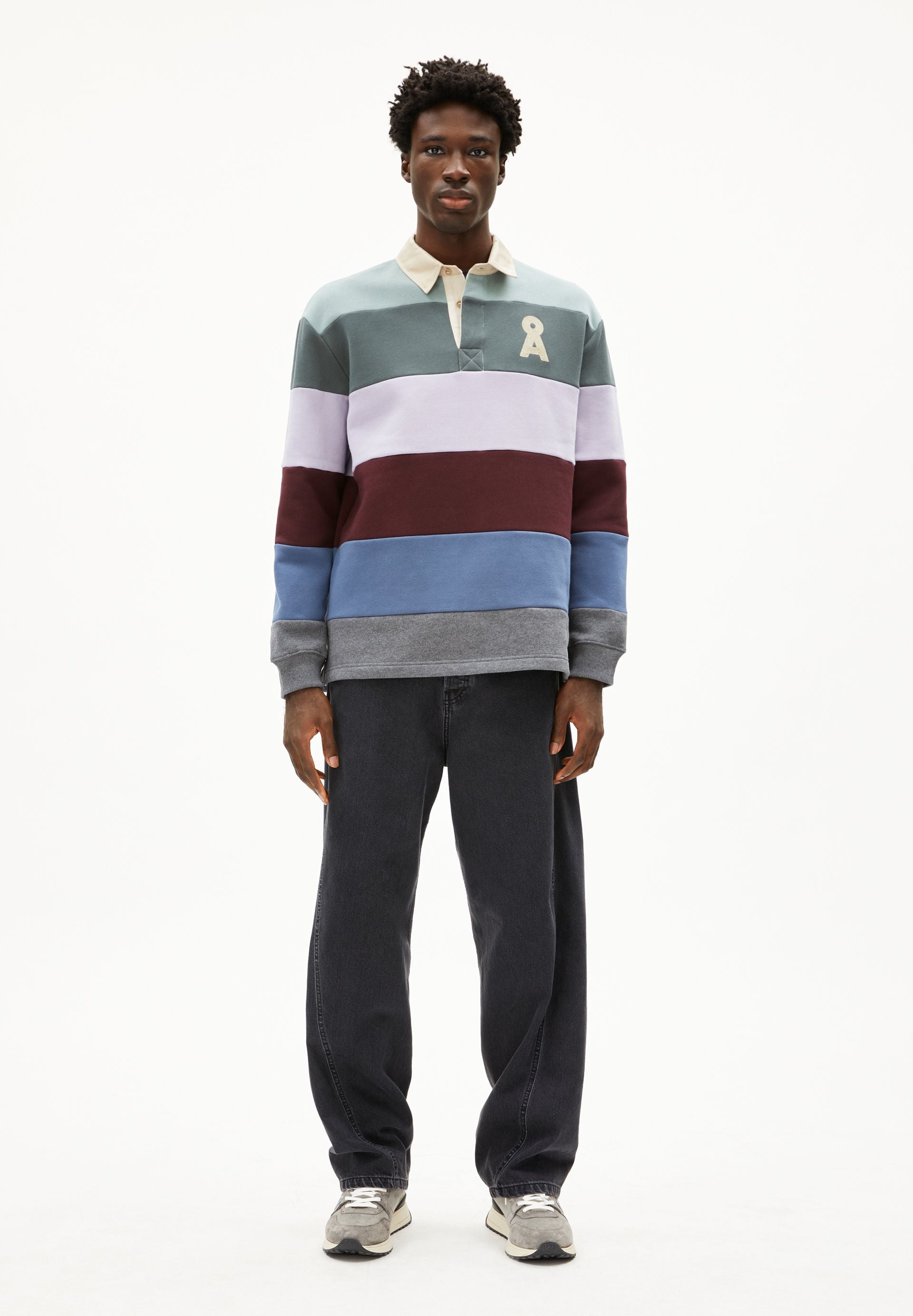 AADRU LS RUGBY FLEECE SWEATSHIRT | mystic swamp-steel melange