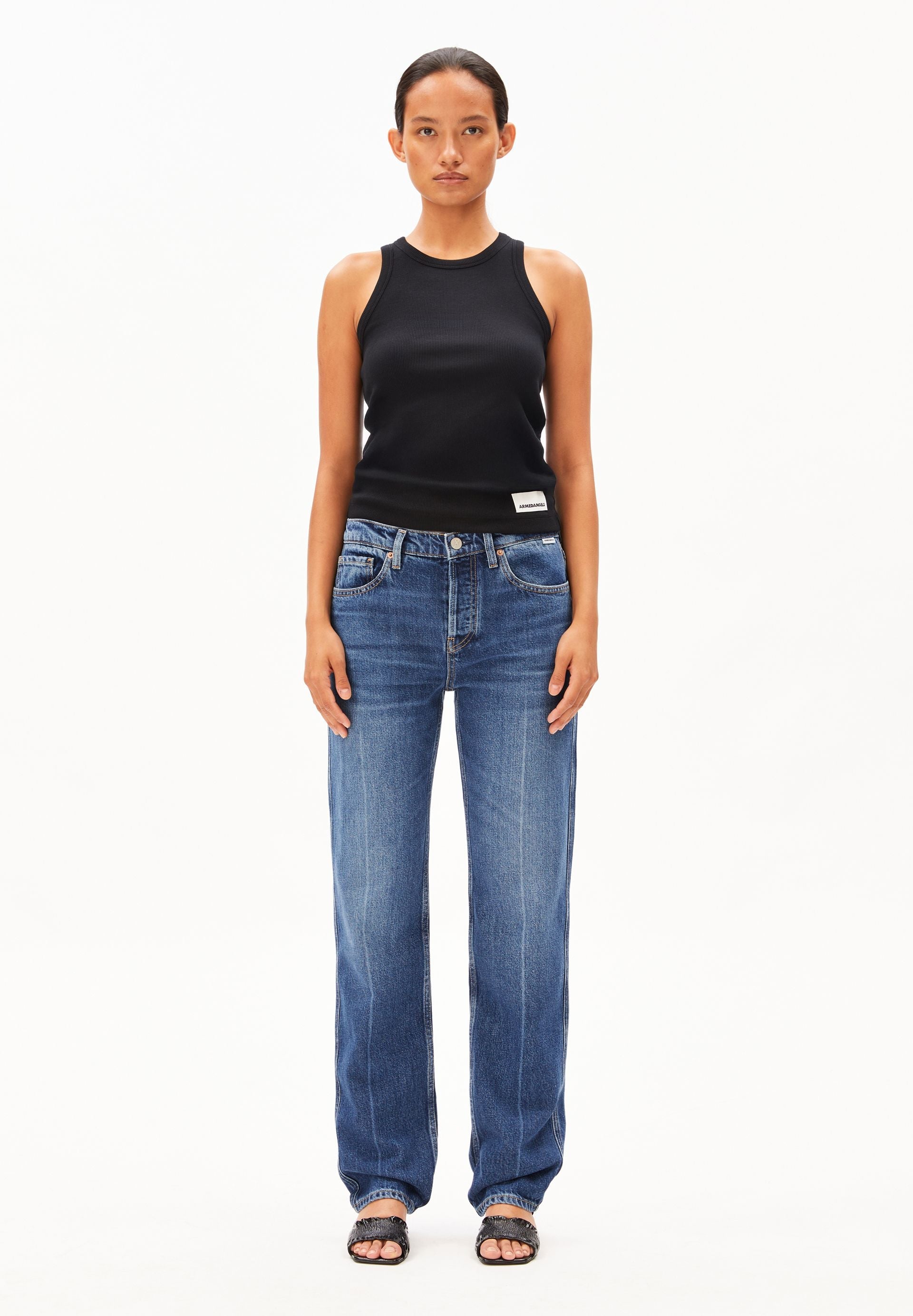AAVELINE MID WAIST STRAIGHT JEANS | fade