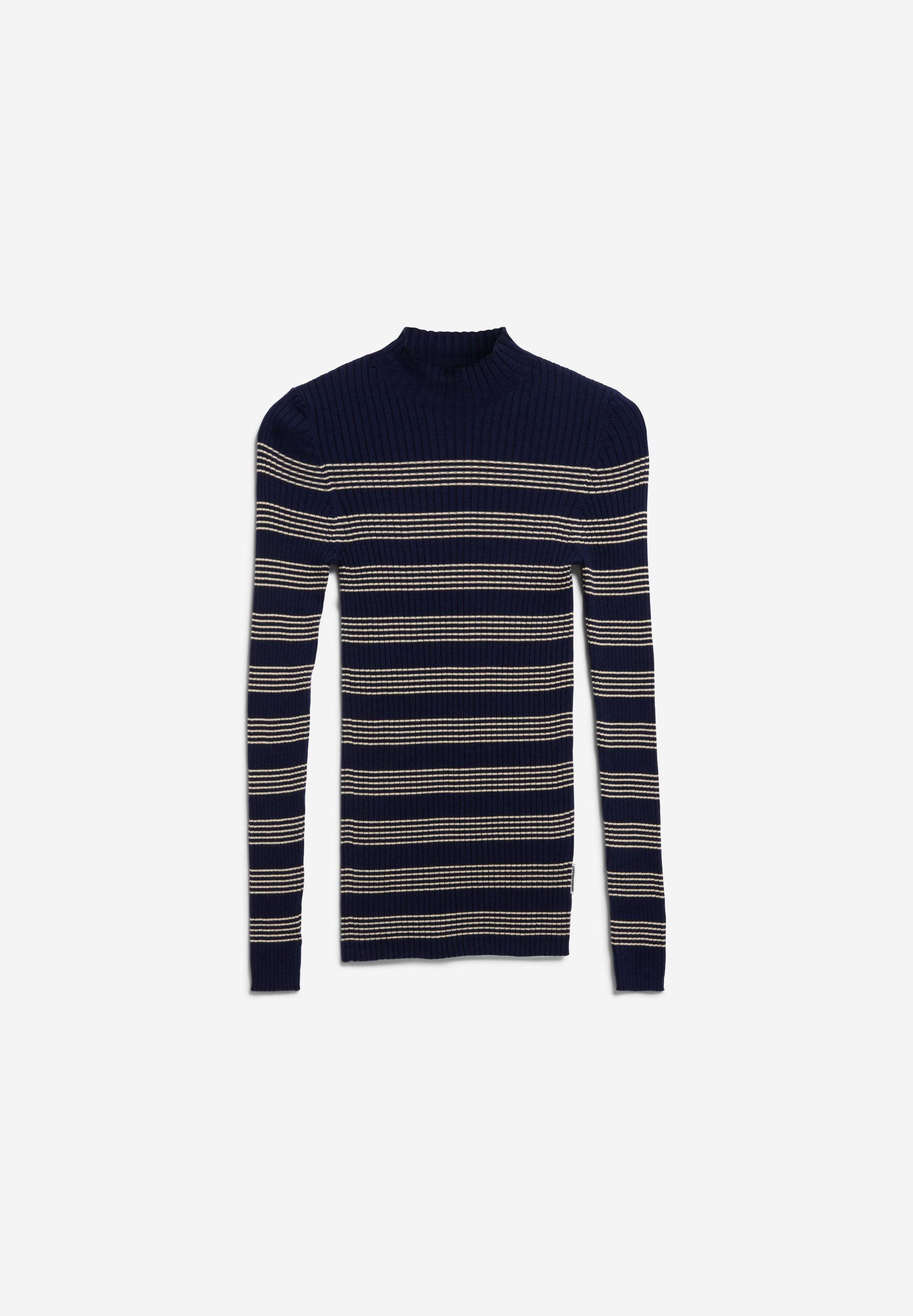 ALAANIA GESTREIFTER STRICKPULLOVER | tinted navy-golden hay