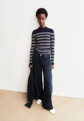 ALAANIA GESTREIFTER STRICKPULLOVER | tinted navy-golden hay