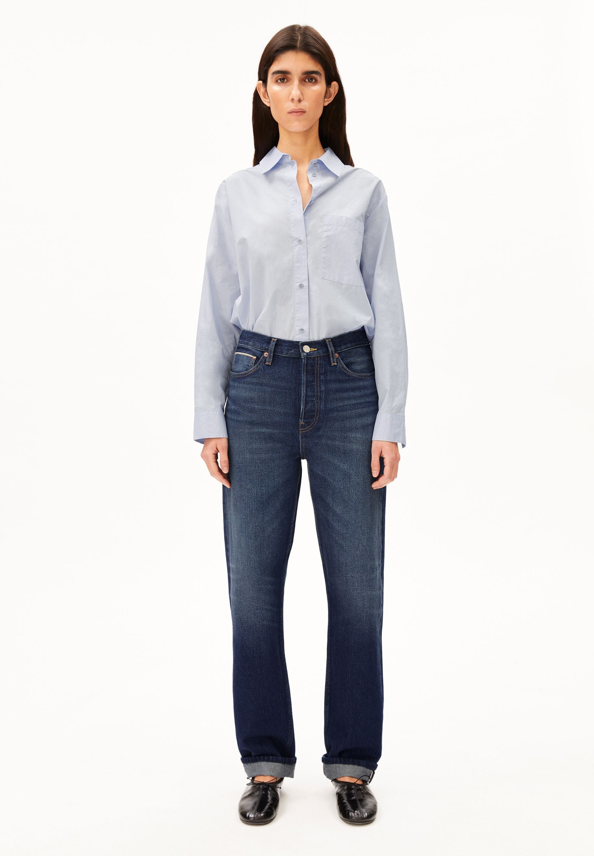 AAIKALA HIGH WAIST SELVEDGE JEANS | midnight air